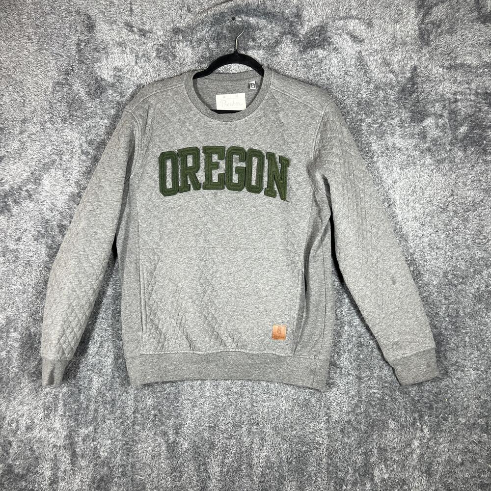Pressbox Pullover Womens M Gray Quilted Fleece Lined Pockets OREGON Applique